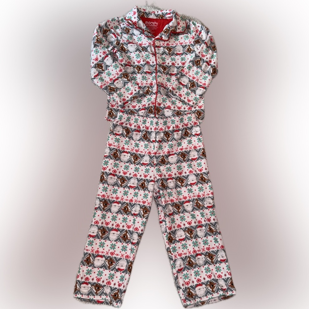 3T Flannel Rudolph Fair Isle Pajamas
